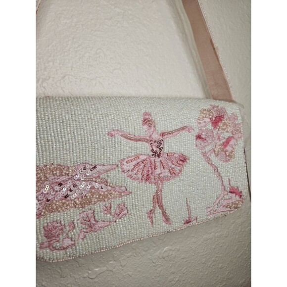 NWT Pink Ballerina Swan Beaded Shoulder Bag - Picture 3 of 5